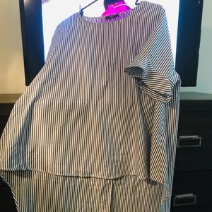 High Low Blue and White Top